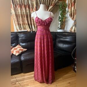 Staring at Stars xs Silk outer Maxi Dress with ruffles